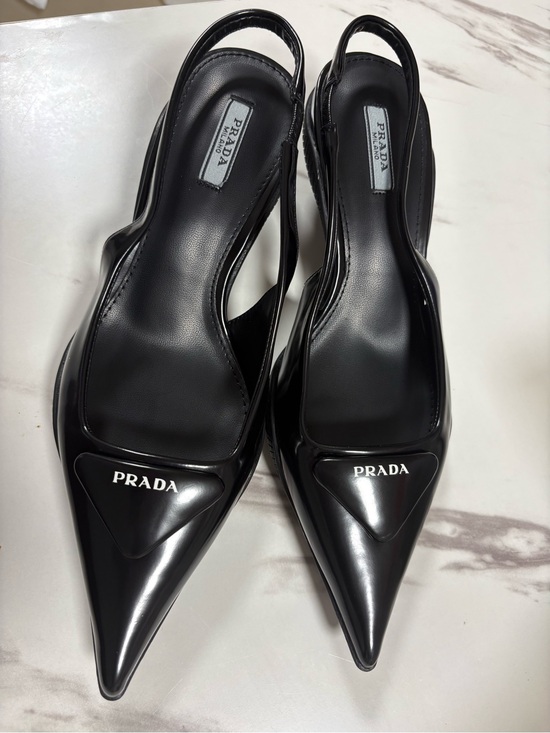Prada Shoes - Prada Black Patent Leather Slingback Pumps